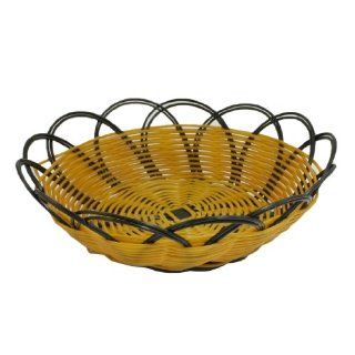 Household Brown Black Plastic Braided Fruit Basket Vegetable Container   Kitchen Hanging Baskets