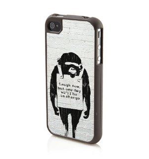 Banksy Laugh Now Monkey Apple IPhone 4/4s Phone Case   Black: Cell Phones & Accessories