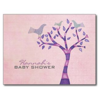 Baptism Christening Bird Trio in Tree Party Invite Post Cards