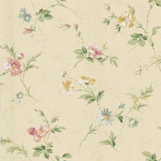Brewster KD71303 Fairwinds Studios English Style Floral Scroll Wallpaper, 20.5 Inch by 396 Inch, Yellow    