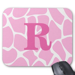 Your Letter Monogram. Custom. Pink Giraffe Pattern Mouse Pads