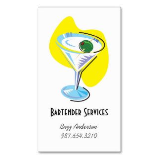 bartender martini glass_yellow business card templates