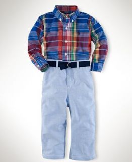 Ralph Lauren Baby Set, Baby Boys Madras Shirt and Oxford Pants   Kids