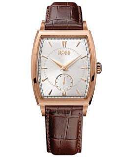 Hugo Boss Watch, Mens Brown Leather Strap 34mm 1512846   Watches   Jewelry & Watches