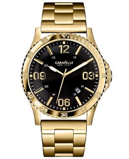 Caravelle New York by Bulova Mens Gold Tone Stainless Steel Bracelet Watch 44mm 44B104   Watches   Jewelry & Watches
