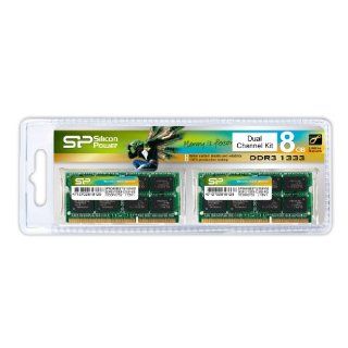 Silicon Power 8GB (2x4GB) DDR3 1333 PC3 10600 204 Pin SO DIMM Notebook Memory Dual Channel Kit SP008GBSTU133V22: Computers & Accessories