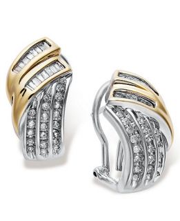 Diamond Earrings, Sterling Silver and 14k Gold Diamond Twist Earrings (1/2 ct. t.w.)   Earrings   Jewelry & Watches