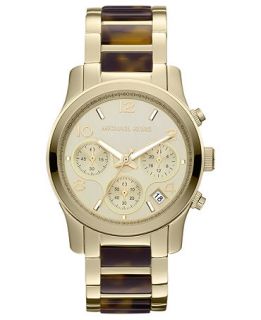 Michael Kors Womens Chronograph Runway Tortoise Acetate and Gold Tone Stainless Steel Bracelet Watch 38mm MK5659   Watches   Jewelry & Watches