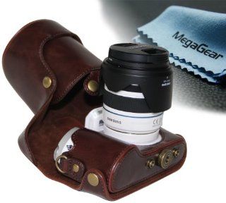 MegaGear "Ever Ready" Protective Dark Brown Leather Camera Case, Bag for Samsung NX300 Smart Wi Fi Digital Camera with 18 55mm Lens and 20 50mm Lens : Camera & Photo