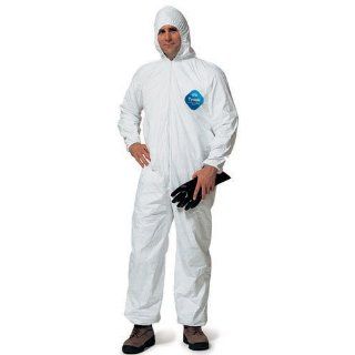 DuPont TY127S Disposable Elastic Wrist, Ankle & Hood White Tyvek Coverall Suit 1428, Size Large, Sold by the Each: Painting Coveralls: Industrial & Scientific