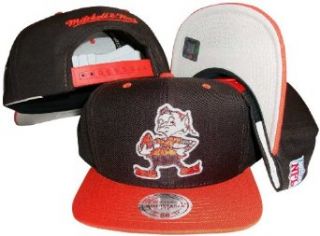 Cleveland Browns Brown/Orange Two Tone Snapback Adjustable Plastic Snap Back Hat / Cap: Clothing