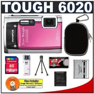 Olympus Stylus Tough 6020 Shockproof & Waterproof Digital Camera (Pink) + 8GB Card + Case + LI 50B Battery + Accessory Kit : Camera & Photo