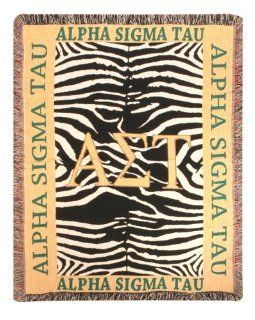 52" Alpha Sigma Tau Sorority Decorative Zebra Print Greek Symbols Throw Blanket  