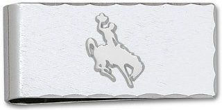 Wyoming Cowboys Sterling Silver Cowboy on Horse on Nickel Plated Money Clip : Sports Fan Jewelry : Sports & Outdoors
