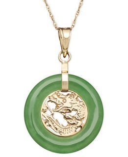 10k Gold Necklace, Jade Dragon Circle Pendant   Necklaces   Jewelry & Watches