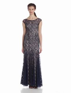 Adrianna Papell Women's Cap Sleeve Lace Beaded Dress at  Womens Clothing store: