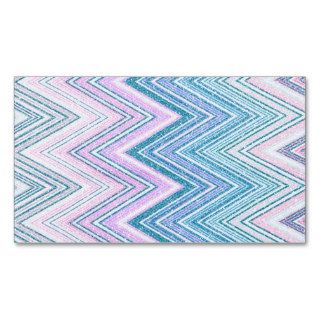 Pink Blue Chevron Zigzag Glitter Photo Print Business Cards