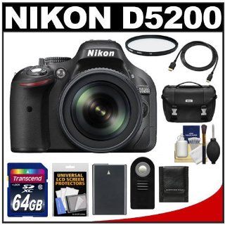 Nikon D5200 Digital SLR Camera & 18 105mm VR DX AF S Zoom Lens (Black) with 64GB Card + Battery + Case + Filter + Remote + HDMI Cable + Accessory Kit : Point And Shoot Digital Camera Bundles : Camera & Photo