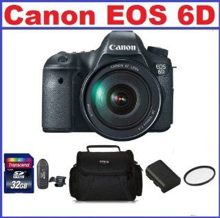 Canon EOS 6D Digital SLR Camera with 24 105mm IS USM Lens Pro Kit   Includes 32GB SDHC Memory Card + Deluxe Gadget Bag + 77mm UV Filter + Card Reader + Spare LP E6 Battery : Digital Slr Camera Bundles : Camera & Photo