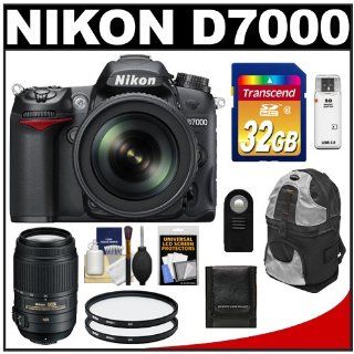 Nikon D7000 Digital SLR Camera & 18 105mm VR DX AF S Zoom Lens with 55 300mm VR Lens + 32GB Card + Backpack Case + Filters + Remote + Accessory Kit : Digital Slr Camera Bundles : Camera & Photo