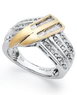Diamond Ring, Sterling Silver and 14k Gold Diamond Twist Ring (1/2 ct. t.w.)   Rings   Jewelry & Watches