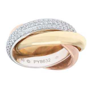 Cartier 18k Gold 1 1/6ct TDW White Diamond Trinity Ring (D F, VS1) Cartier Estate and Vintage Rings