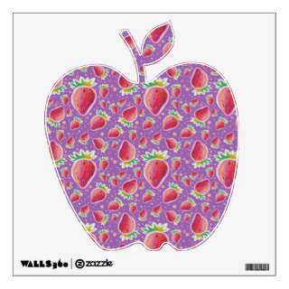 Pastel Red Purple Strawberry Pattern Wall Graphic