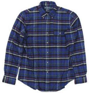Polo Ralph Lauren Men's Custom Plaid Flannel Sport Shirt (Royal Blue) (Medium) at  Mens Clothing store