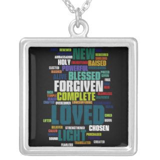 Who I am in Christ Dark Background Necklaces