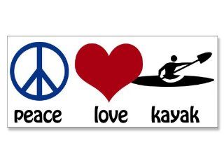 Peace Love Kayak Bumper Sticker (kayaking paddle) 