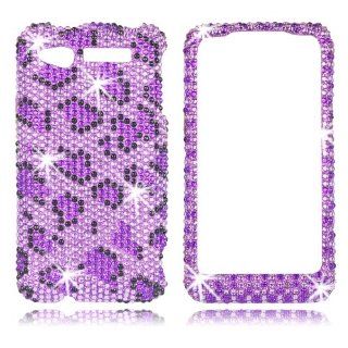 Talon Full Diamond Bling Cell Phone Case Cover Shell for HTC ADR6325 Merge (Leopard  Purple)   US Cellular: Cell Phones & Accessories