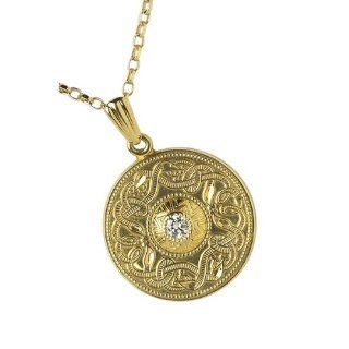 Large Celtic Warrior Pendant with Diamond   Made in Ireland (10k): Pendant Necklaces: Jewelry