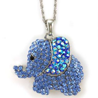 Adorable Blue AB Elephant Animal Pendant Necklace Charm Animal Fashion Jewelry: Jewelry
