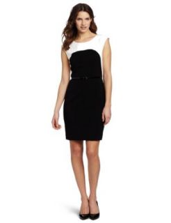 Calvin Klein Women's Color Block Sleeveless Dress, Eggshell/Black, 6 at  Womens Clothing store