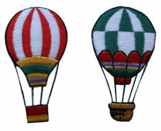 ID #1102AB Pair of Hot Air Balloons Embroidered Iron On Applique Patch Lot of 2