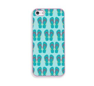 Aqua Flip Flops Pattern Summer Pink Silicon Bumper iPhone 5 Case   Fits iPhone 5: Cell Phones & Accessories