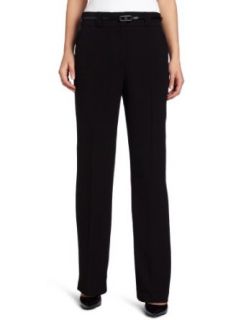 Sag Harbor Women's Petite Belted Slimming Solution Pant, Black, 6 at  Women�s Clothing store