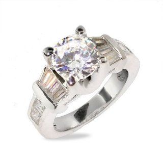 Glamorous Celebrity Style Sterling Silver CZ Engagement Ring: Eve's Addiction: Jewelry