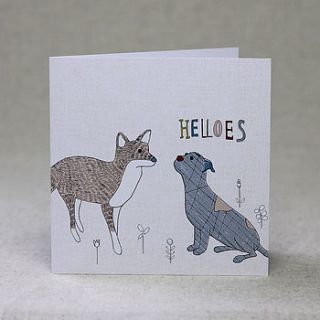 dog and fox children's birthday card by lil3birdy