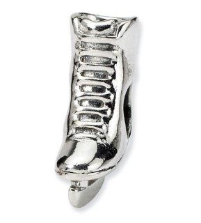 925 Sterling Silver 1/4" Ice Skate Charm Jewelry Bead: Jewelry