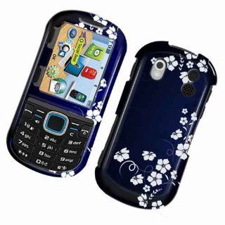 Blue with White Midnignt Flower Design Snap on Hard Skin Shell Protector Faceplate Cover Case for Samsung Intensity 2 Intensity2 U460 + Microfiber Pouch Bag + Case Opener: Cell Phones & Accessories