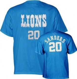 Barry Sanders Blue Reebok Name and Number Detroit Lions T Shirt   X Large : Sports & Outdoors