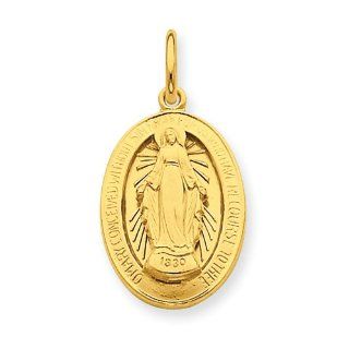 Sterling Silver & 24k Gold  Plated Miraculous Medal: Pendants: Jewelry