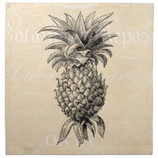 Vintage 1800s Pineapple Illustration Pineapples Printed Napkin