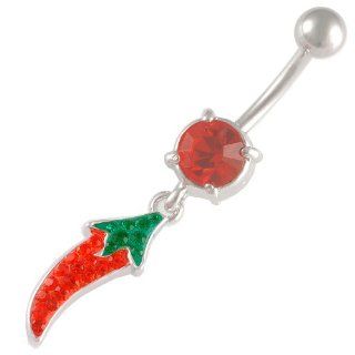 14 Gauge 1.6mm 3/8 10mm Crystal Ferido dangle belly dangling navel button ring bar ASEG Piercing Jewelry: Jewelry