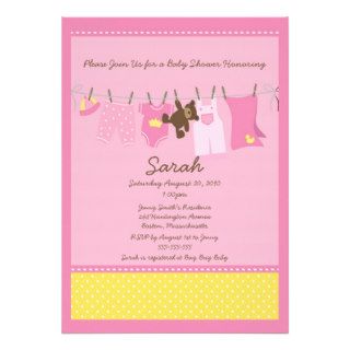 Pink Clothesline Baby Shower Invitation