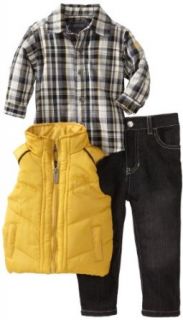 Kenneth Cole Baby boys Infant Vest with Shirt and Jean, Yellow, 6 9 Months: Clothing