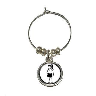 Mother 1 Stick Figure Family   Mom Wine Glass Charm Drink Stem Marker Ring Wine Glass Tags Kitchen & Dining