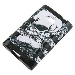 Dual Layer Cover LG Optimus Logic L35G / Dynamic L38C L38G / Zone VS410 Angry Skull: Cell Phones & Accessories