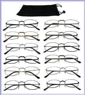 Reading Glasses 2.75 Wholesale Lot 12 Pair Metal Frame Reader Assorted Styles Men Women: Health & Personal Care